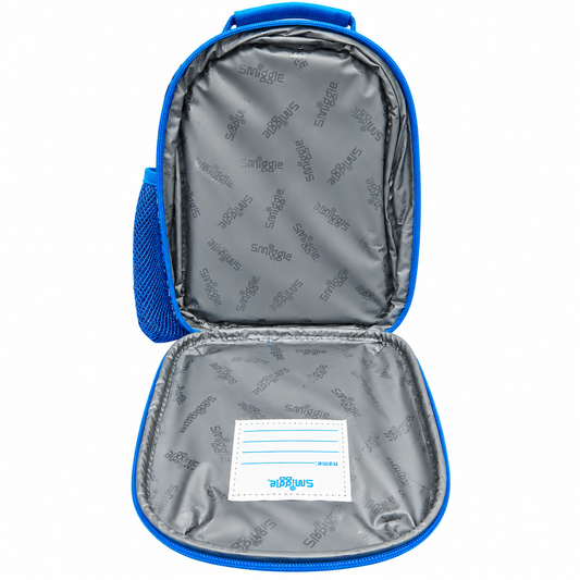 Smiggle Shark Hardtop Lunch Bag for Kids – Insulated School Lunch Box with Bottle Pocket, Carry Handle & Shoulder Strap – Blue
