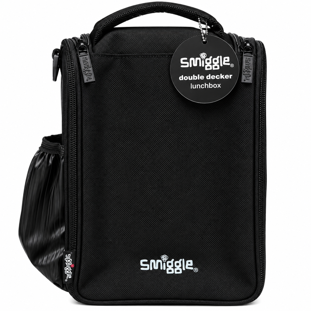 Smiggle Space Astronaut Double Decker Lunchbox for Kids – Insulated School Lunch Bag with Carry Handle, Bottle Pocket & Galaxy Rocket Print – Black