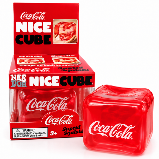 Coca-Cola Nice Cube NeeDoh Suptid Squish! Squishy Fidget Stress Relief Toy – Soft Squeezable Sensory Cube with Coca-Cola Design for Relaxation, Fidget Play, Kids & Adults, 3+ Years