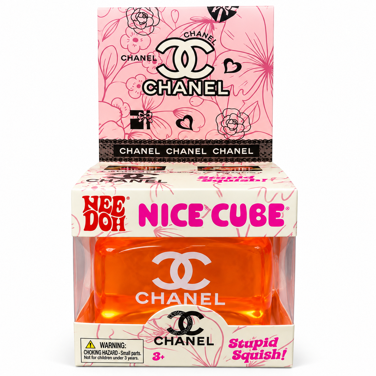Chanel Nice Cube Squishy Toy for Kids – Soft Squeeze Sensory Stress Relief Fidget Cube, Slow-Rising Squishy Stress Ball Toy for Relaxation, Hand Exercise & Gifting, Orange, 3+ Years