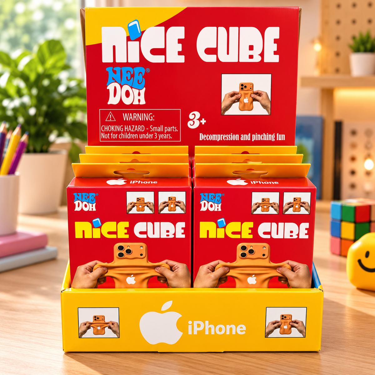 NeeDoh Nice Cube iPhone Style Super Squishy Sensory Fidget Toy – Soft Stretchy Squeeze Stress Relief Phone Toy for Kids, Assorted Colour, Random 1 Pc, Ages 3+