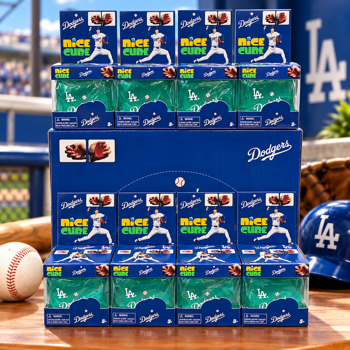 NeeDoh Nice Cube LA Dodgers Blue Squishy Toy | Soft Squeeze Stress Relief Sensory Fidget Toy for Kids & Adults | Baseball Collectible Squish Toy