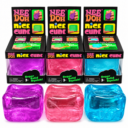 NeeDoh Nice Cube 2 x 2 Super Solid Squishy Sensory Fidget Toy for Kids & Adults | Squeeze, Squish & Stress Relief Toy | Soft Satisfying Cube Returns to Square Shape | Random Assorted Colour 1 Piece
