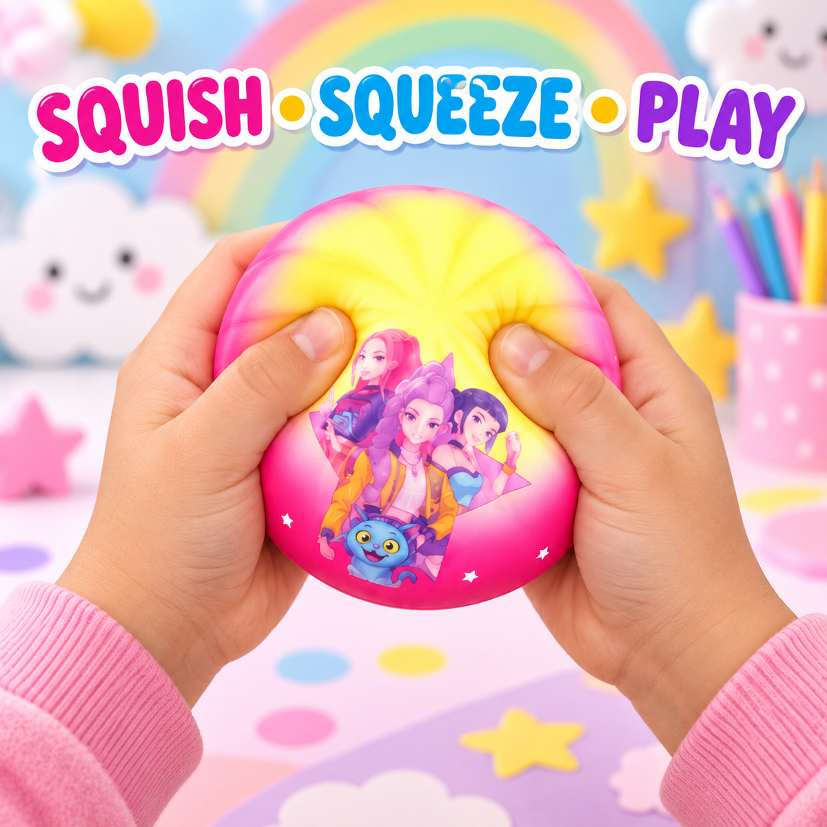 K-Pop Girls Rainbow Mystery Squishy Dumpling Toy for Kids – Surprise Colour Sensory Fidget & Stress-Relief Toy, Ages 3+ (Random 1 Piece)