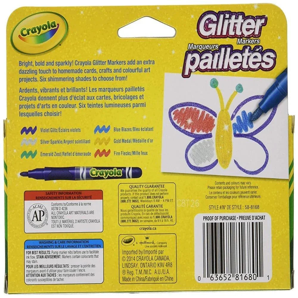 Crayola Glitter Markers. 6 Dazzling Colour - Jaiman Toys