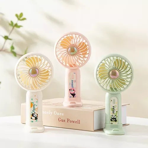 Mint Milk Peach Desktop Fan Mini Handheld Small Fan for Home, School USB Rechargeable & Portable Fan (Green) - Jaiman Toys