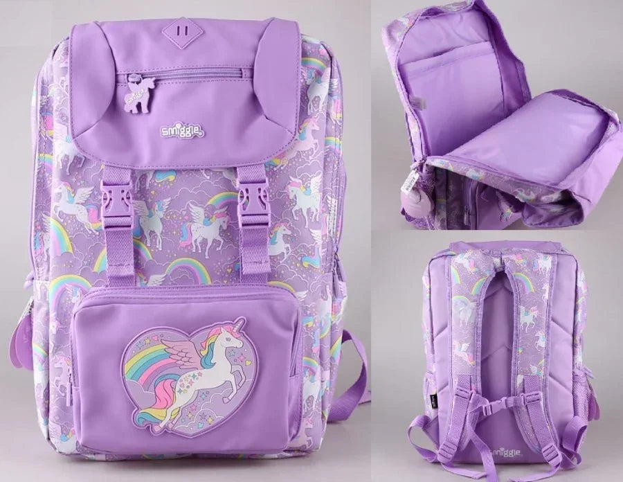 Smiggle School Bag : Unicorn Rainbow Colorful & Stylish 18 Inch Backpack for Kids - Jaiman Toys
