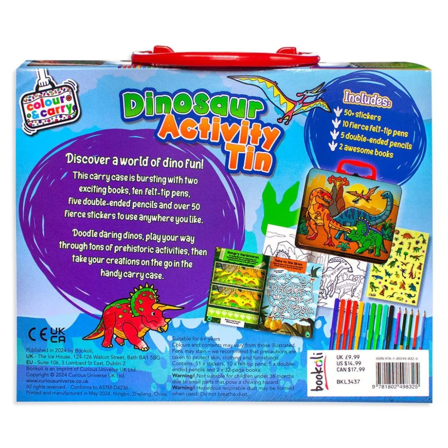 Colour & Carry Dinosaur Activity Tin Colouring Kit - Jaiman Toys
