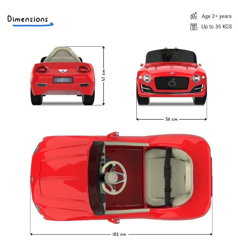 EMotorad Formula Fun BENTLEY EXP12 Ride-On Car for Kids – Green Electric Luxury Car