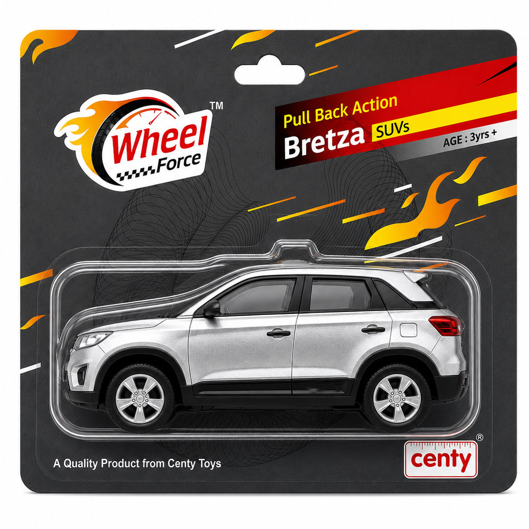 Centy Wheel Force Pull Back Action Bretza SUV Die-Cast Toy Car for Kids | Friction Powered Mini SUV | Assorted Colours | BGX