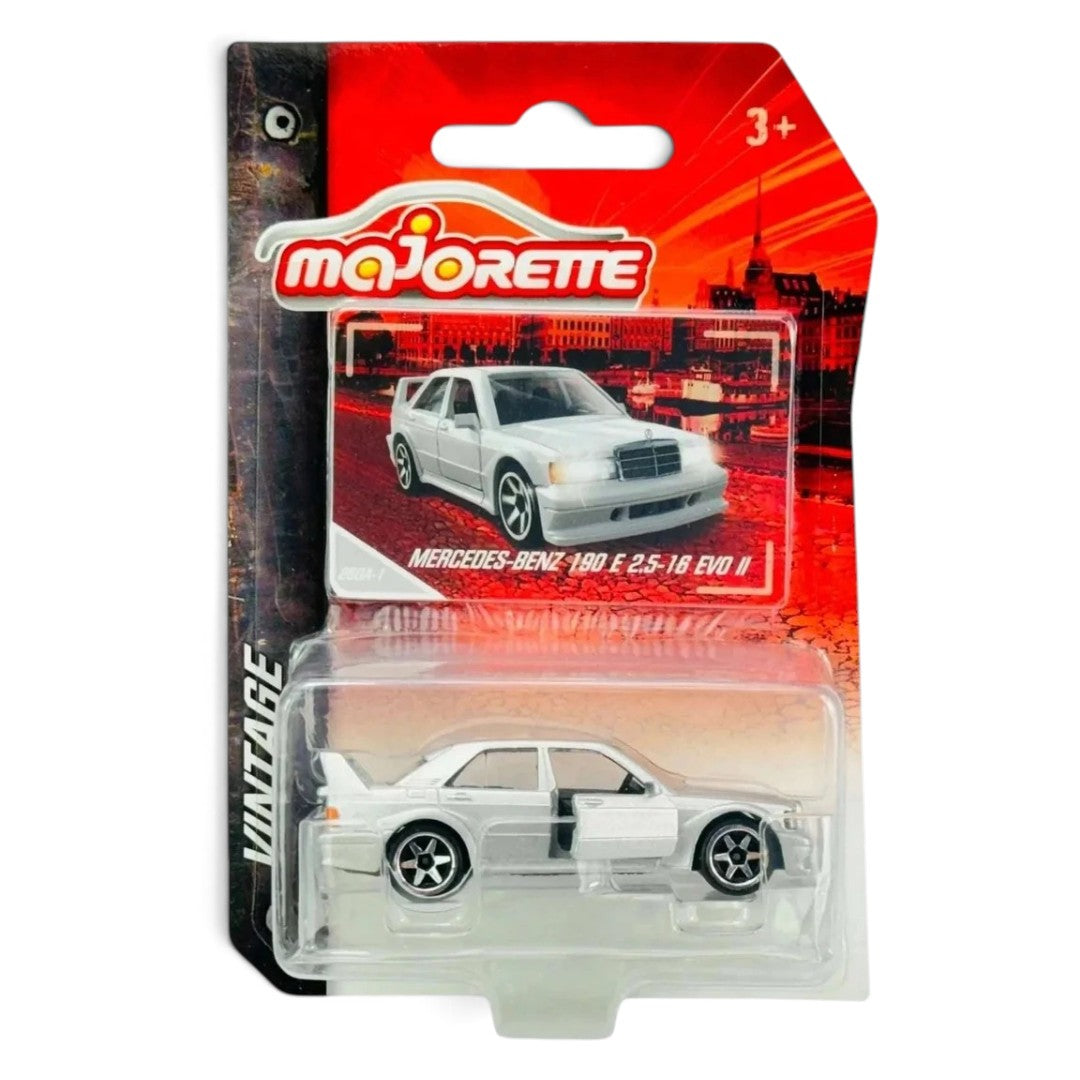 Majorette Mercedes-Benz 190 E 2.5-16 Evo II Die-Cast Car – Silver | Vintage Edition Collectible Model