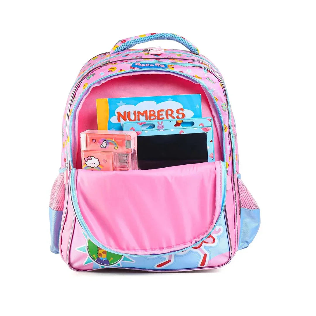 Peppa Pig Premium School Backpack Pink and Sky Blue - 16 inches - Jaiman Toys