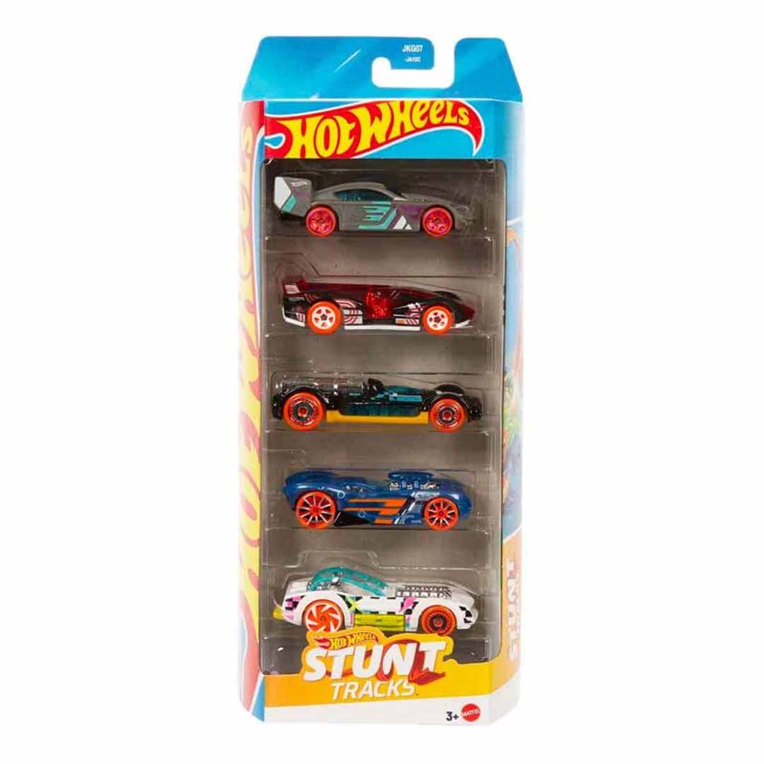 Hot Wheels 2026 Stunt Tracks 5-Pack Die-Cast Cars β Time Tracker, Electrack, Retro-Active, 16 Angels & Piledriver