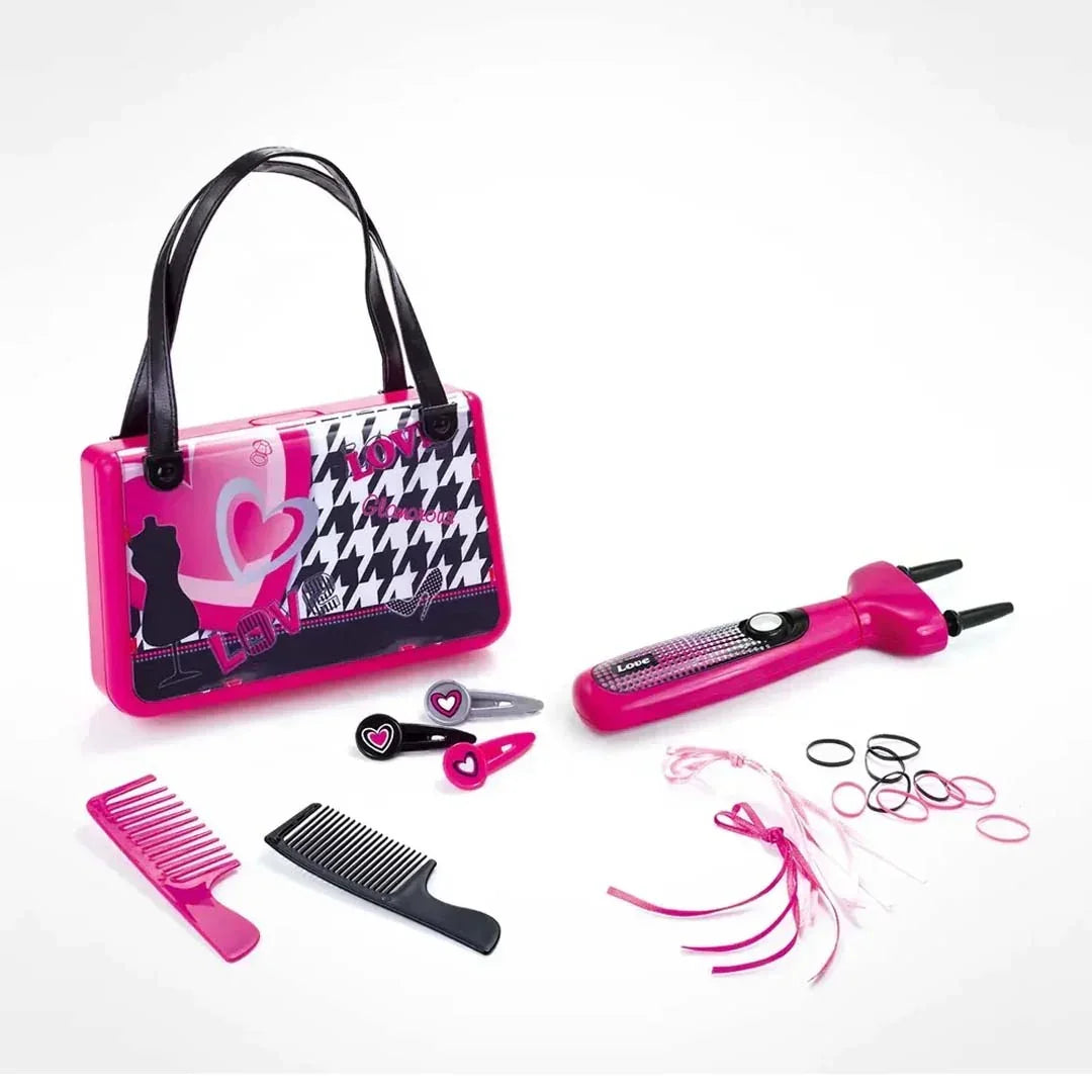 Kids Hair Styling Accessories Set with Cute Handbag Toy – Includes 2 Combs, 10 Pink Hair Rings, 10 Elastic Bands, and 5 Colorful Ribbons for Girls’ Fashion and Dress-Up Play - Jaiman Toys