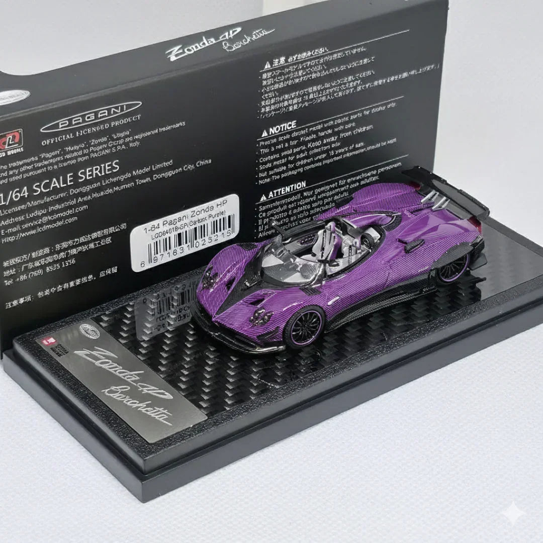 LCD Models 1:64 Pagani Zonda HP Barchetta Carbon Purple Die-Cast