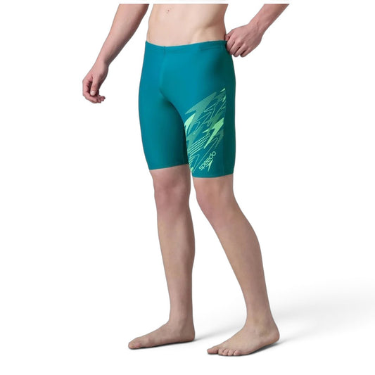 Speedo Medley Jammer Men’s Swimwear – Nordic Teal / Alfalfa Green | Chlorine Resistant Swimming Jammer with UPF 40+ & Drawstring Waist