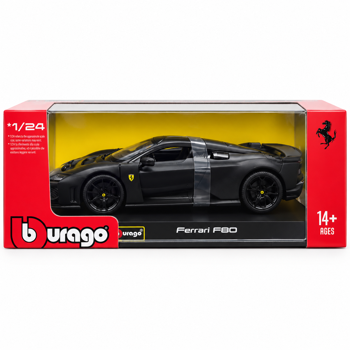 Bburago Ferrari F80 1:24 Scale Die-Cast Model Car Black – Premium Ferrari Hypercar Collectible Replica for Display, Car Enthusiasts & Die-Cast Collectors