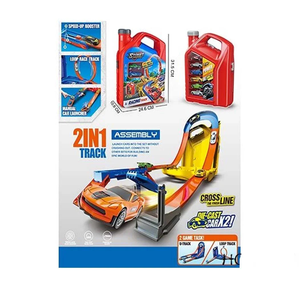 Street Convoy 2-in-1 Racing Track Set with 2 Die-Cast Cars – Loop Track – Multi-Function Toy for Kids 3+ Years - Jaiman Toys