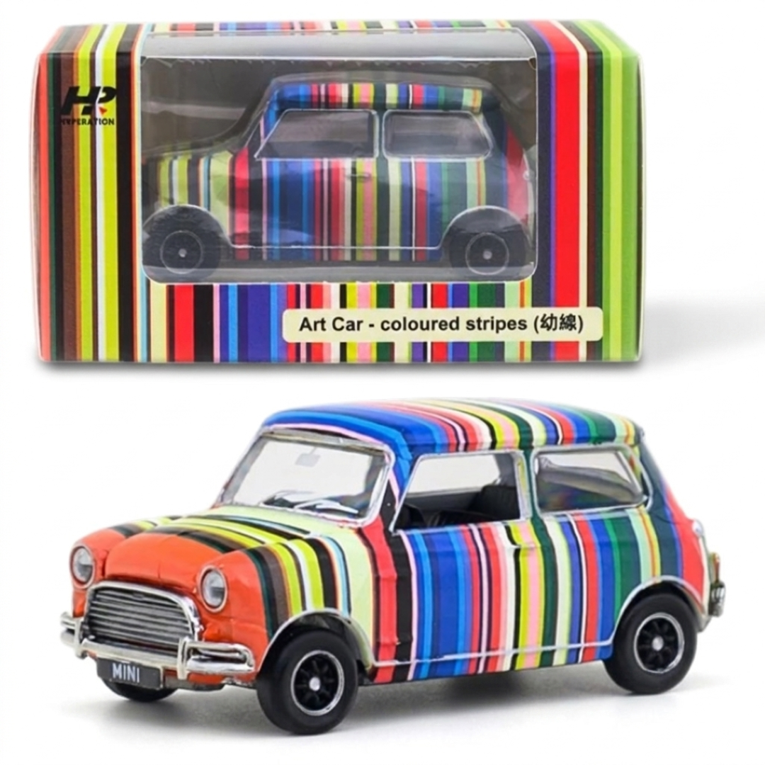 TINY 1:50 Mini Cooper Art Car Coloured Stripes Diecast Model Car