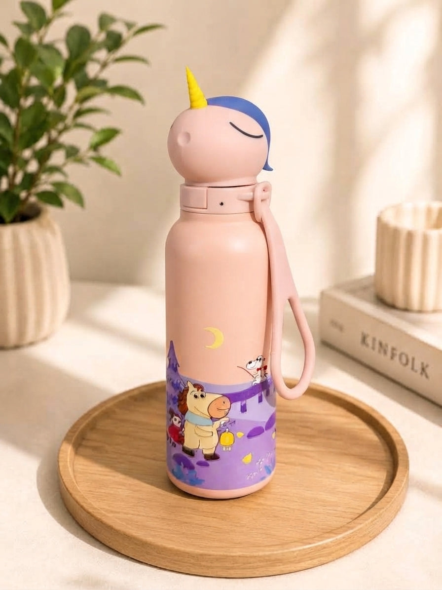 AFRESH 365 Unicorn Stainless Steel Vacuum Insulated Water Bottle 560ml (19oz) with Straw & Cleaning Brush