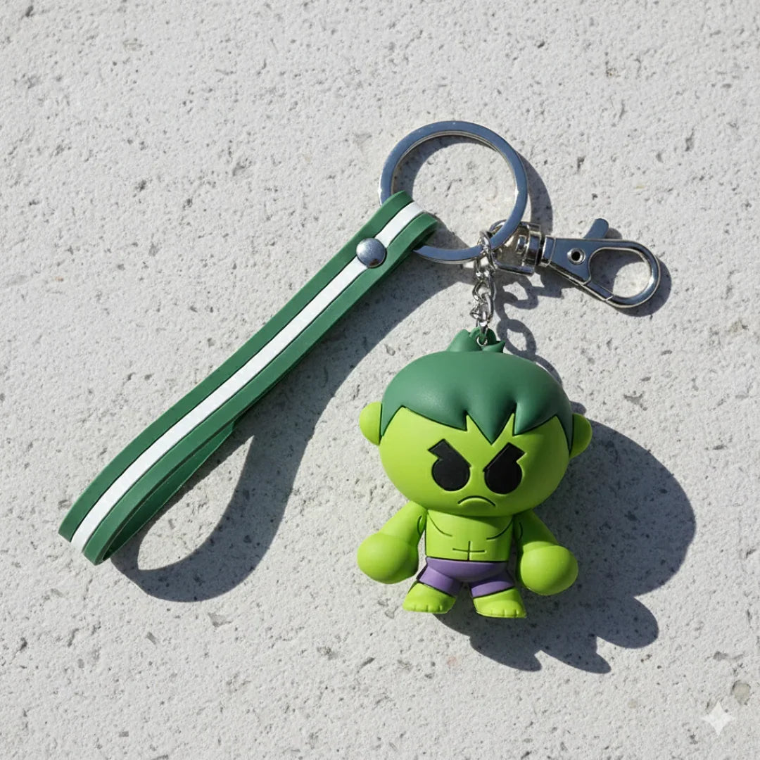 Marvel Hulk Drop-Glue 3D Keychain with Strap – Superhero Character Accessory