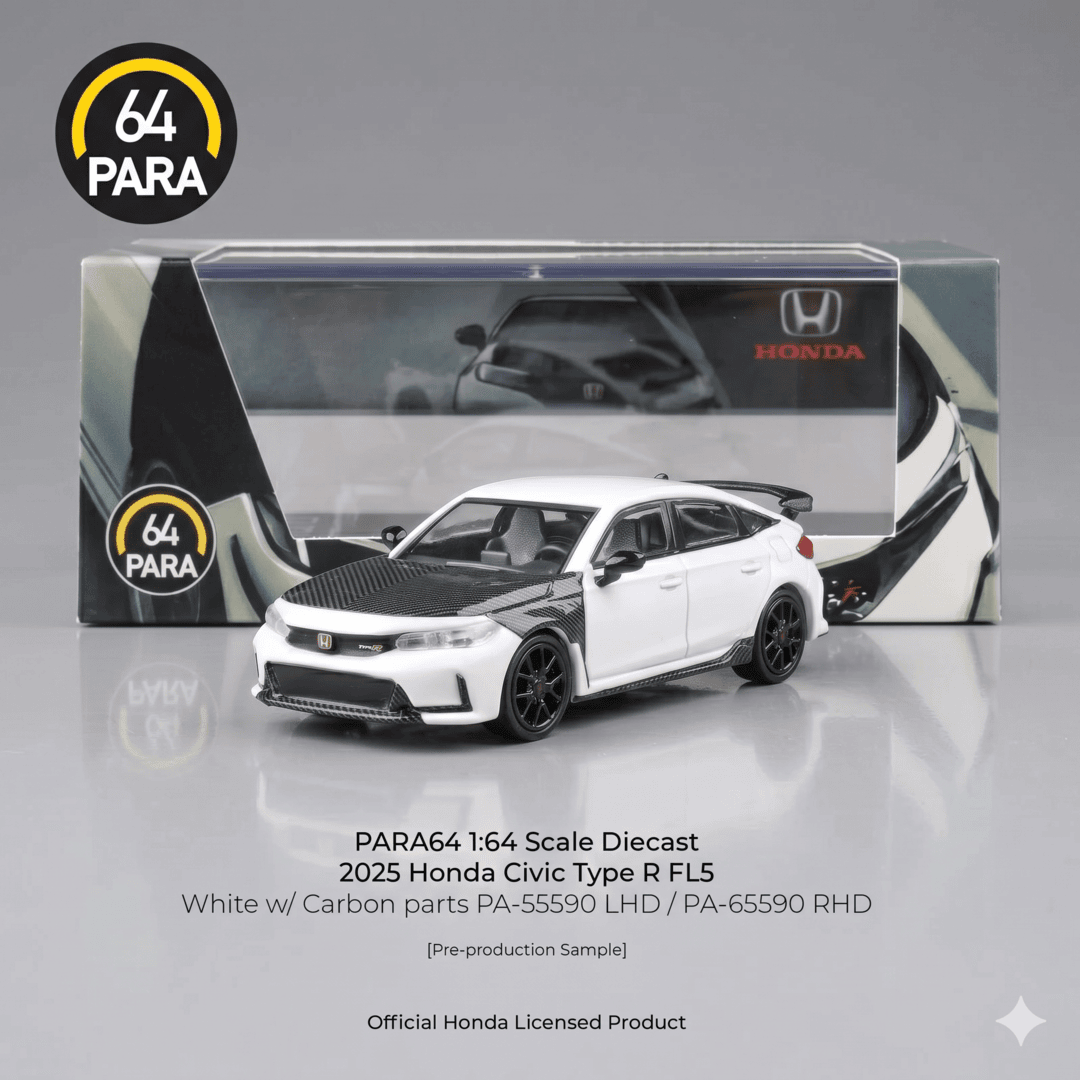 PARA64 1:64 2023 Honda Civic Type R FL5 White with Carbon Parts