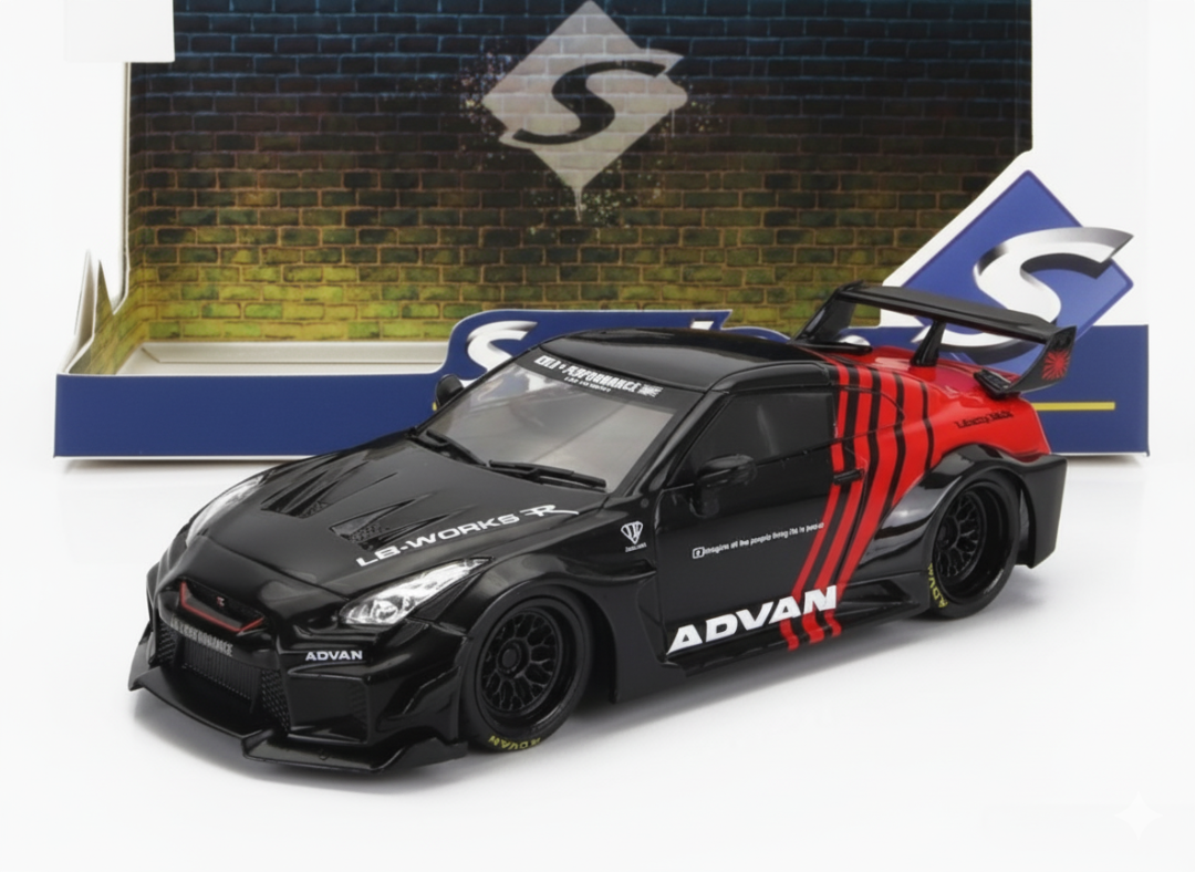 Solido 1:43 Nissan GT-R (R35) LB Works Coupe Advan Black Red