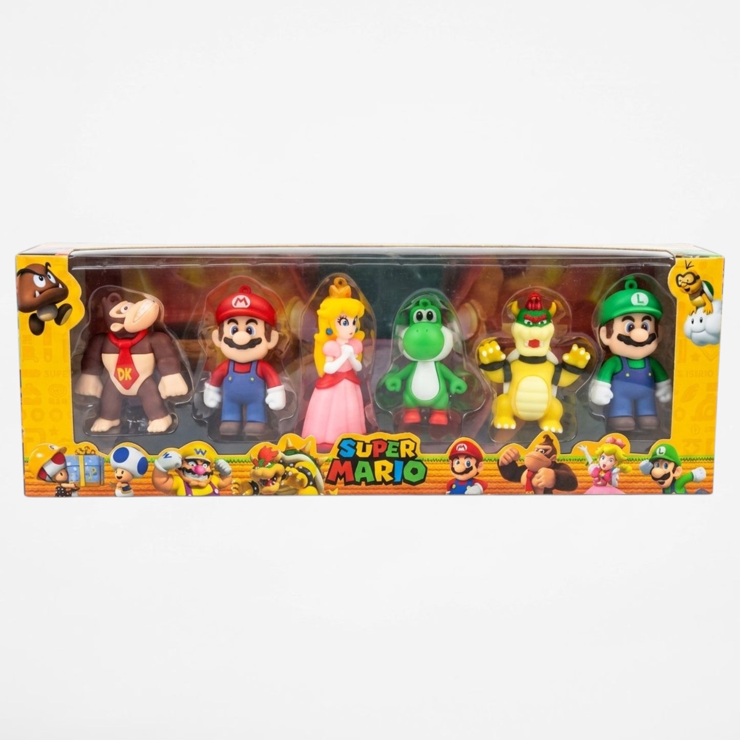 Super Mario 6-Piece Action Figure Gift Set | Mario, Luigi, Princess Peach, Yoshi, Bowser & Donkey Kong | Collectible PVC Figures for Kids & Fans