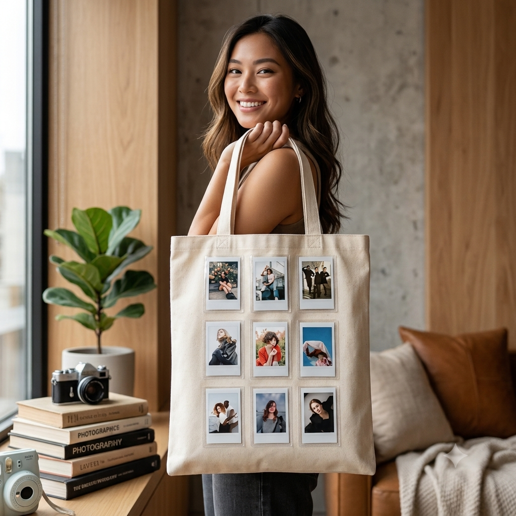 Instax Mini Photo Display Canvas Tote Bag | Custom Photocard Holder Bag