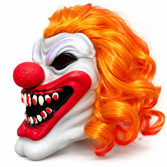 Halloween Scary Evil Clown Mask with Orange Hair – Horror Costume Mask for Adults