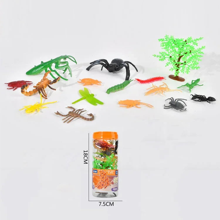Insect Animal Toy Jar – 20+ Realistic Bug Figures with Tree Props, Educational Plastic Insects for Kids, Pretend Play & Learning - Jaiman Toys