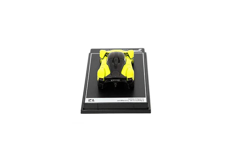 PosterCars H12 – Aston Martin Valkyrie with Acrylic Box (Lime Essence) 1:64 Diecast Car Model - Jaiman Toys