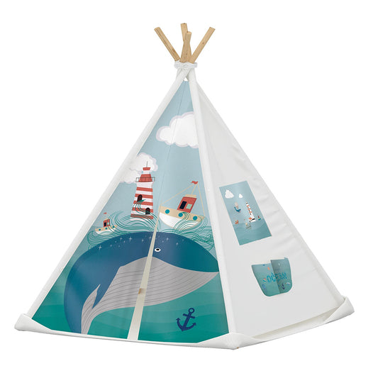 ATAKTEEM Blue Whale Teepee Play Tent for Kids 3+ Years | Lightweight DIY Indoor Playhouse, Box Size 44 × 20 × 12 cm