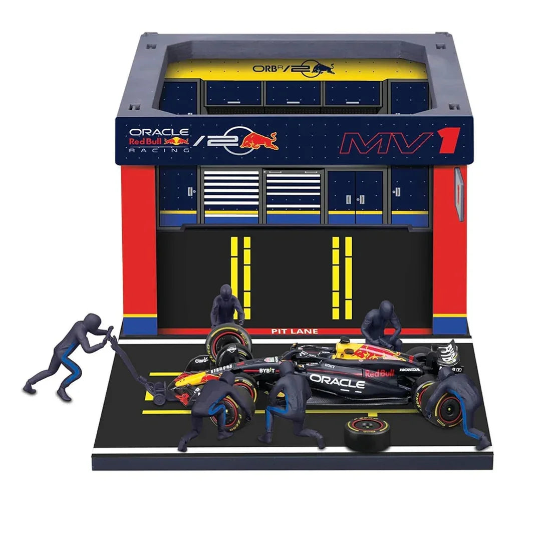Bburago Oracle Red Bull Racing F1 Pit Pass Playset 1:43 Scale – RB20 Car with 6 Figures
