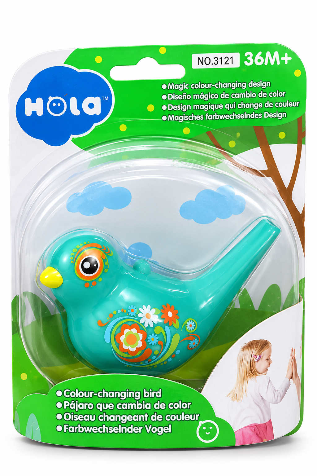 Hola Magic Colour-Changing Bird Whistle Toy | Water Songbird Sound Whistle with Lanyard Loop for Kids (36M+)