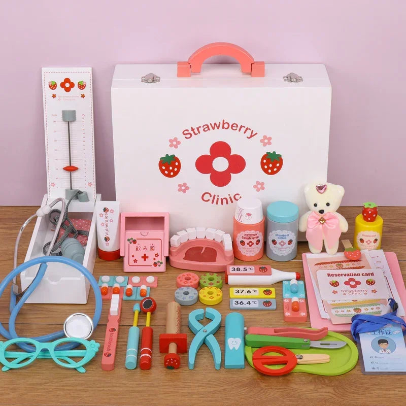 Little Medics Wooden Doctor Play Kit – Pretend Medical Trolley Set for Kids , with Stethoscope 3+ - Jaiman Toys