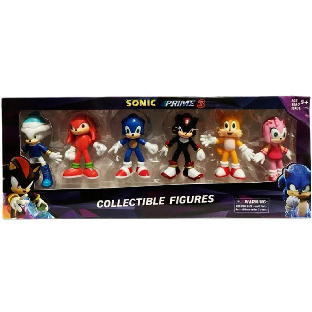 Sonic Prime 6-Piece Collectible Figure Set – Sonic, Shadow, Tails, Knuckles & Friends | Action Figure Pack (Ages 5+)