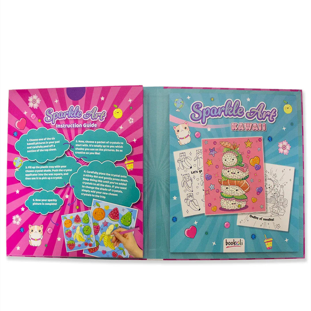 Sparkle Art Kawaii Crystal Craft Kit – 6 Cute Picture Set with 2,000 Crystals for Creative Kids