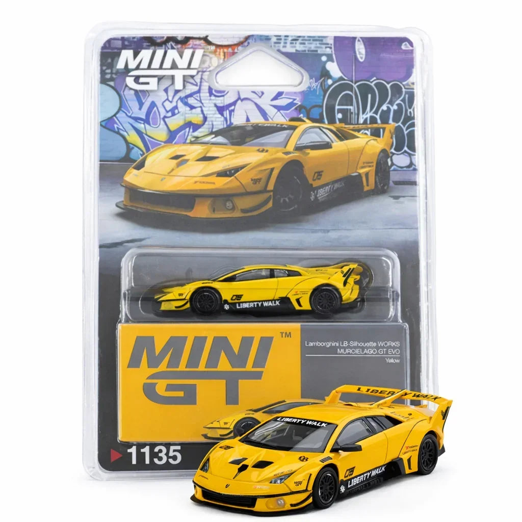 ミニカー LBWK MINI GT MURCIELAGO GT Evo Yellow MINI GT 1:64 (Blister Pack )Lamborghini LB-Silhouette WORKS