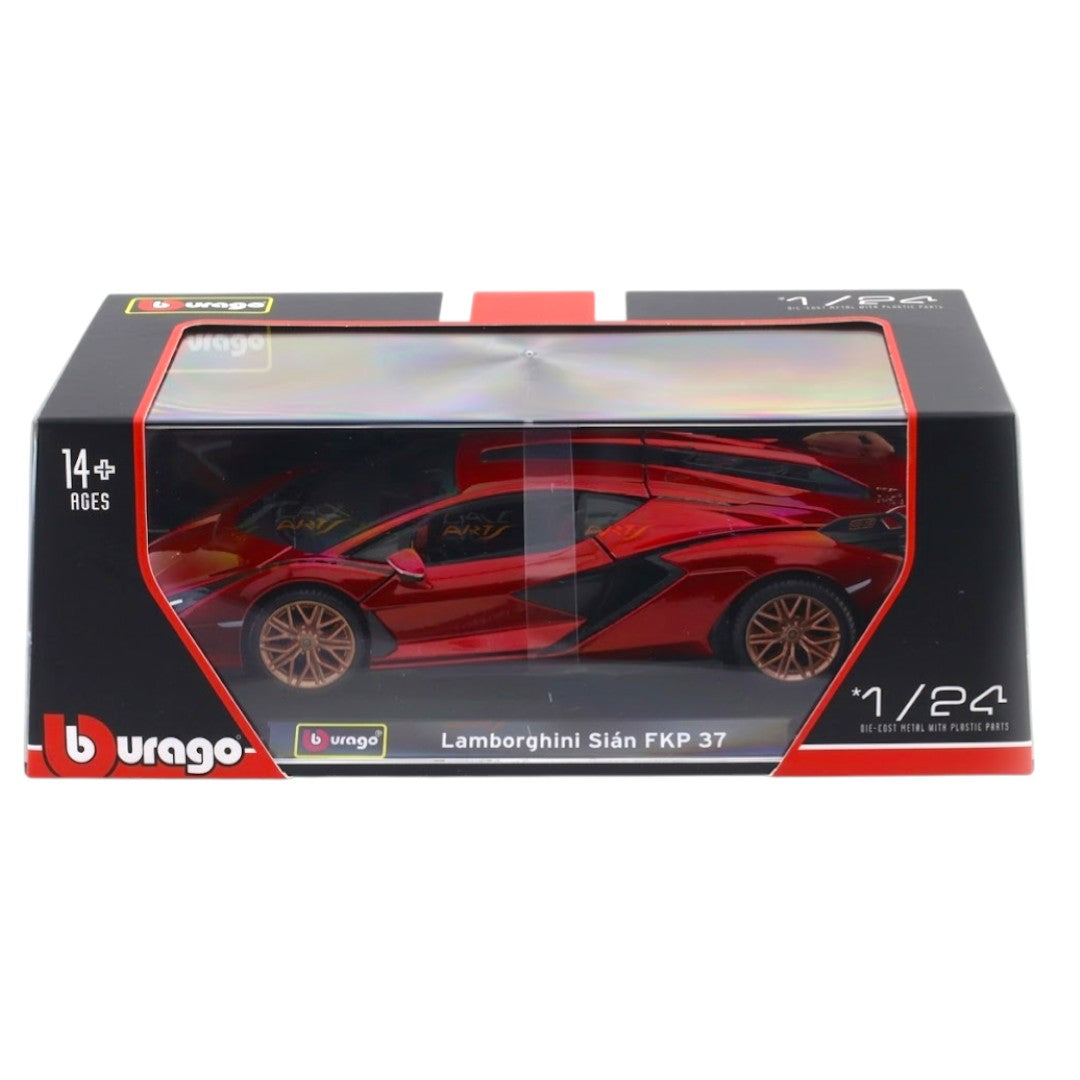 Bburago 1:24 Lamborghini Sián FKP 37 Red Diecast Model Car – Premium Supercar Collectible