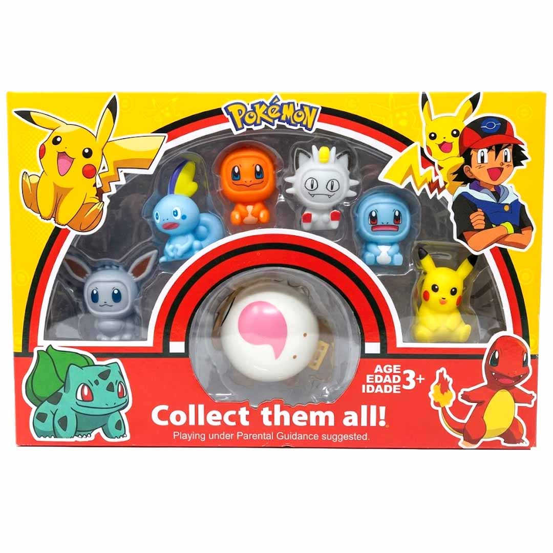 Pokémon Mini Figures with Poké Ball Gift Set | 7-Piece Collectible Character Toy Pack