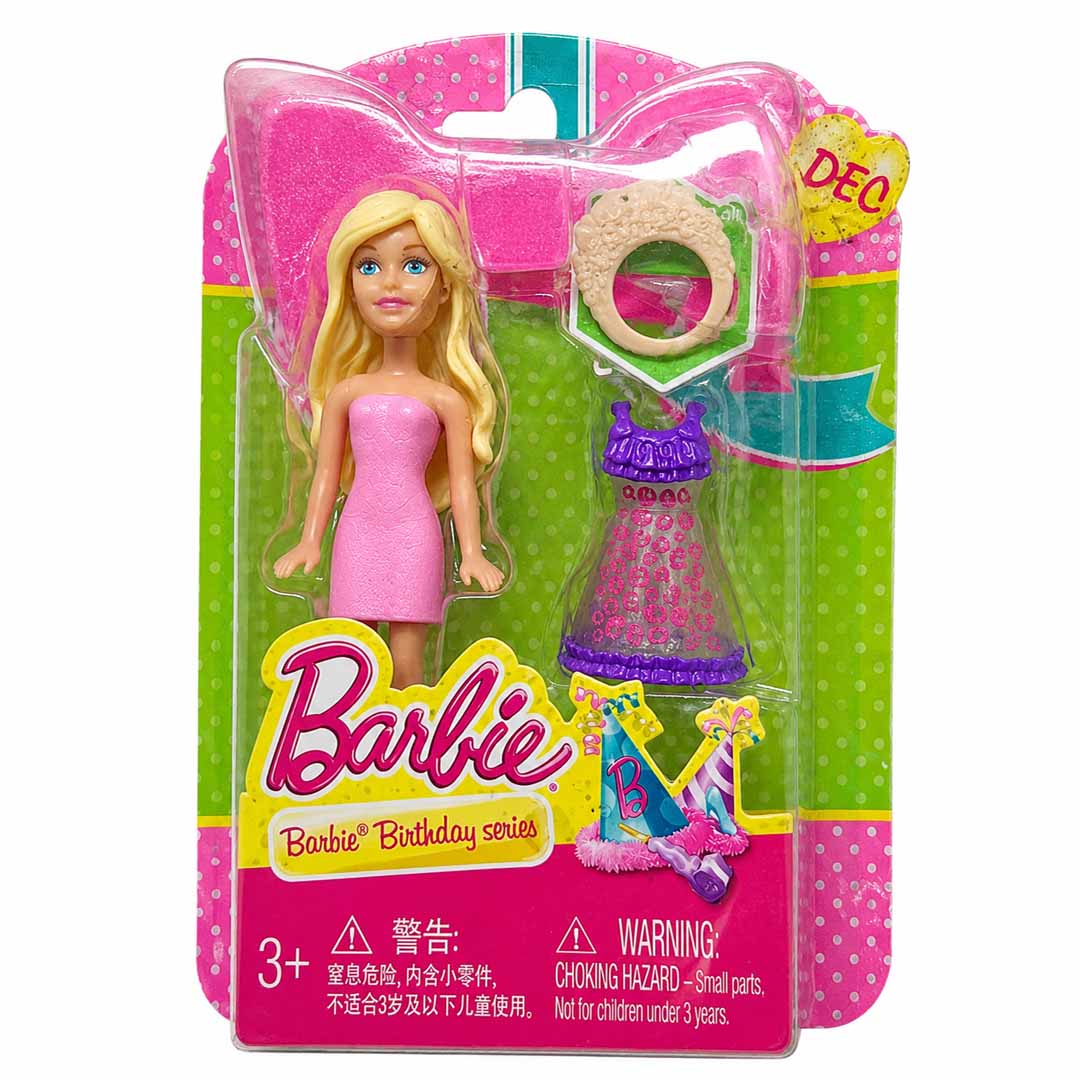 (Damaged Box) Barbie Birthday Series Doll Playset with Dress & Accessories 9cm | Fashion Doll Gift Set for Kids