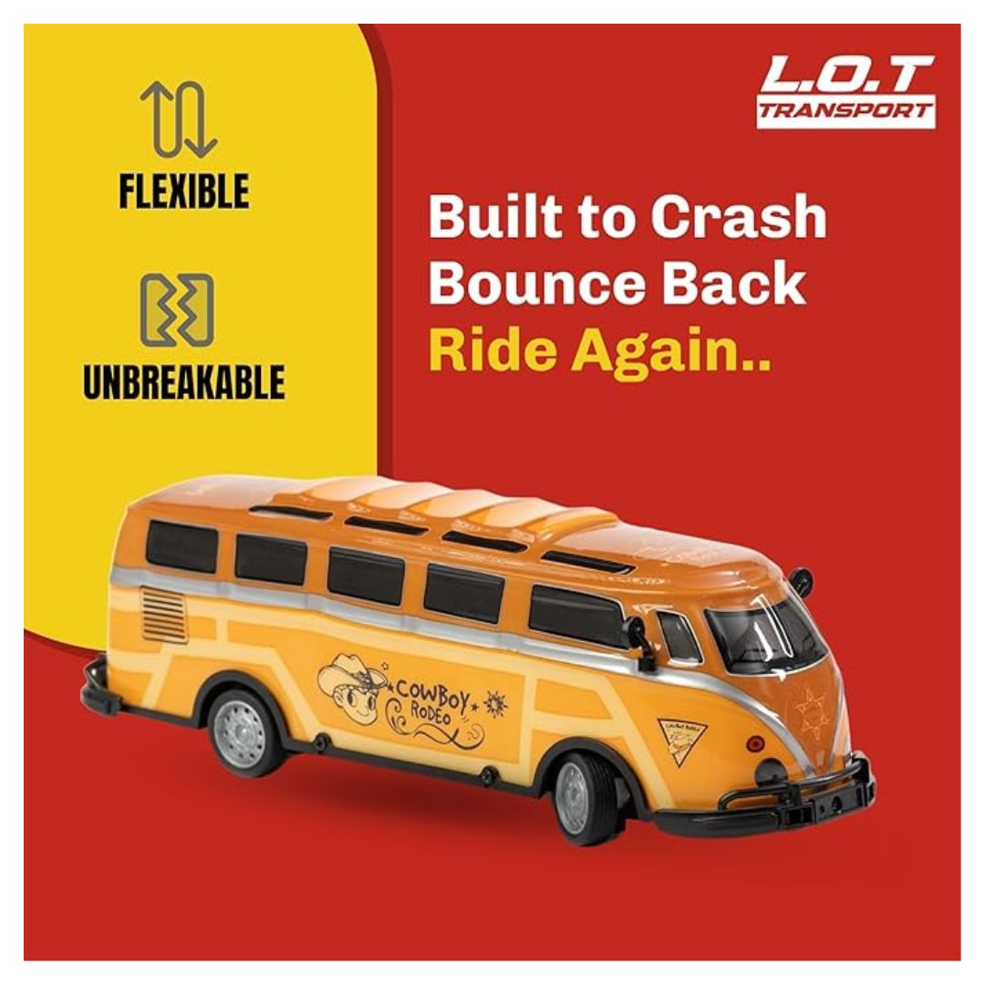L.O.T Cars 2 Variations Vera Remote Control City Bus – Orange | LED Body Lights, 2.4GHz Remote, 15 KM/H Speed, RC Toy Bus for Kids