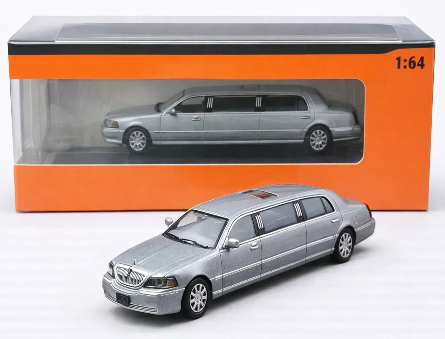 シルバーリムジンミニカー GCD 1:64 Scale Silver Stretch Limousine Diecast Model Car – Luxury