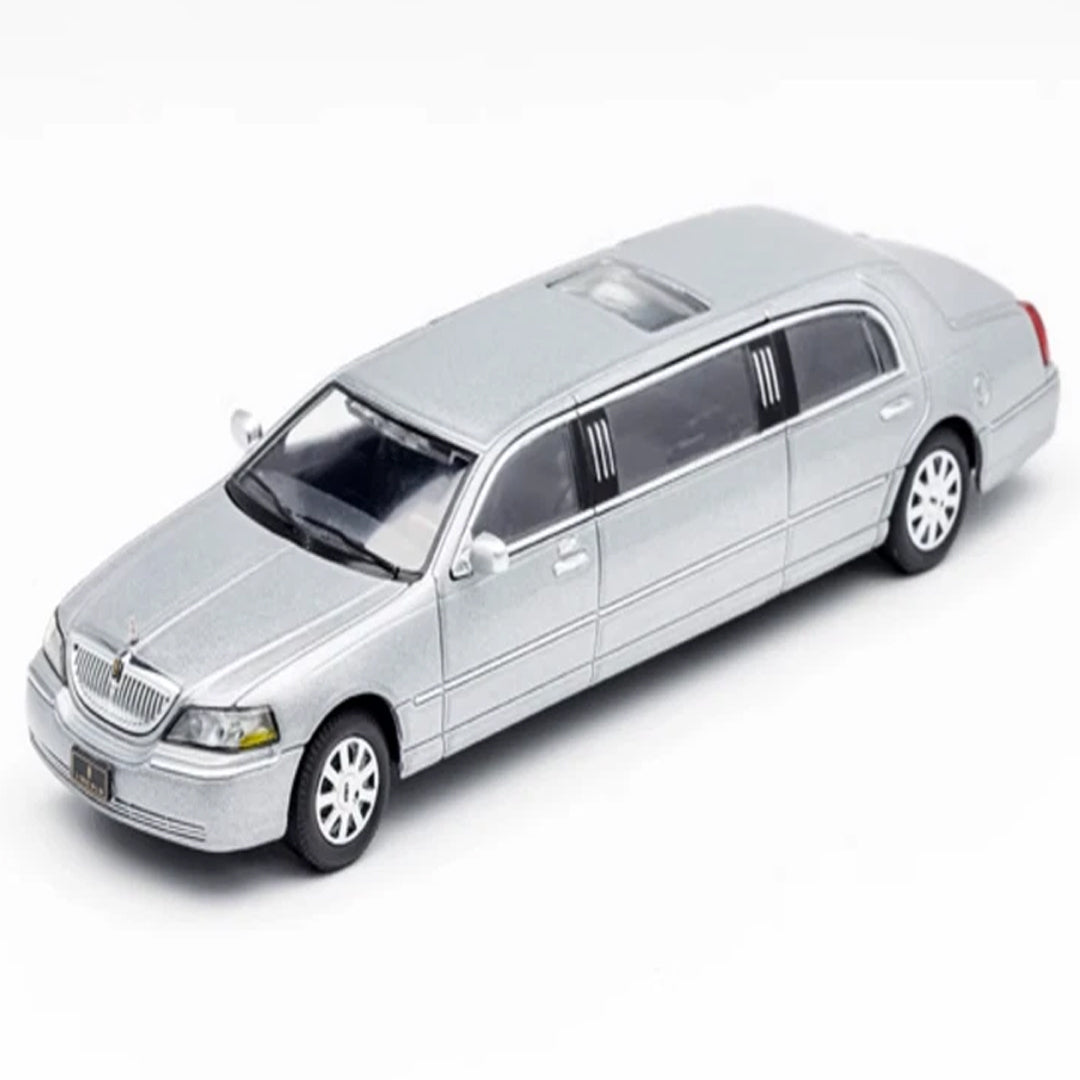 GCD 1:64 Scale Silver Stretch Limousine Diecast Model Car – Luxury Long Limo Collector Display
