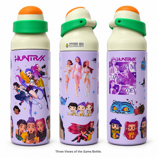 Huntrix 710ml Insulated Water Bottle with Straw & Carry Loop – Lavender