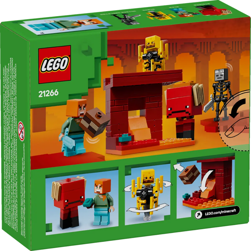 LEGO Minecraft 21266 The Nether Lava Battle Building Set (99 Pieces) | Adventure Toy with Alex, Wither Skeleton & Blaze for Kids Ages 6+