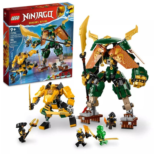 LEGO NINJAGO Lloyd and Arins Ninja Team Mechs Building Toy Set, (71794) Featuring 2 Battle Mechs and 5 Minifigures, Gift for Imaginative Boys and Girls Ages 9+ - Jaiman Toys