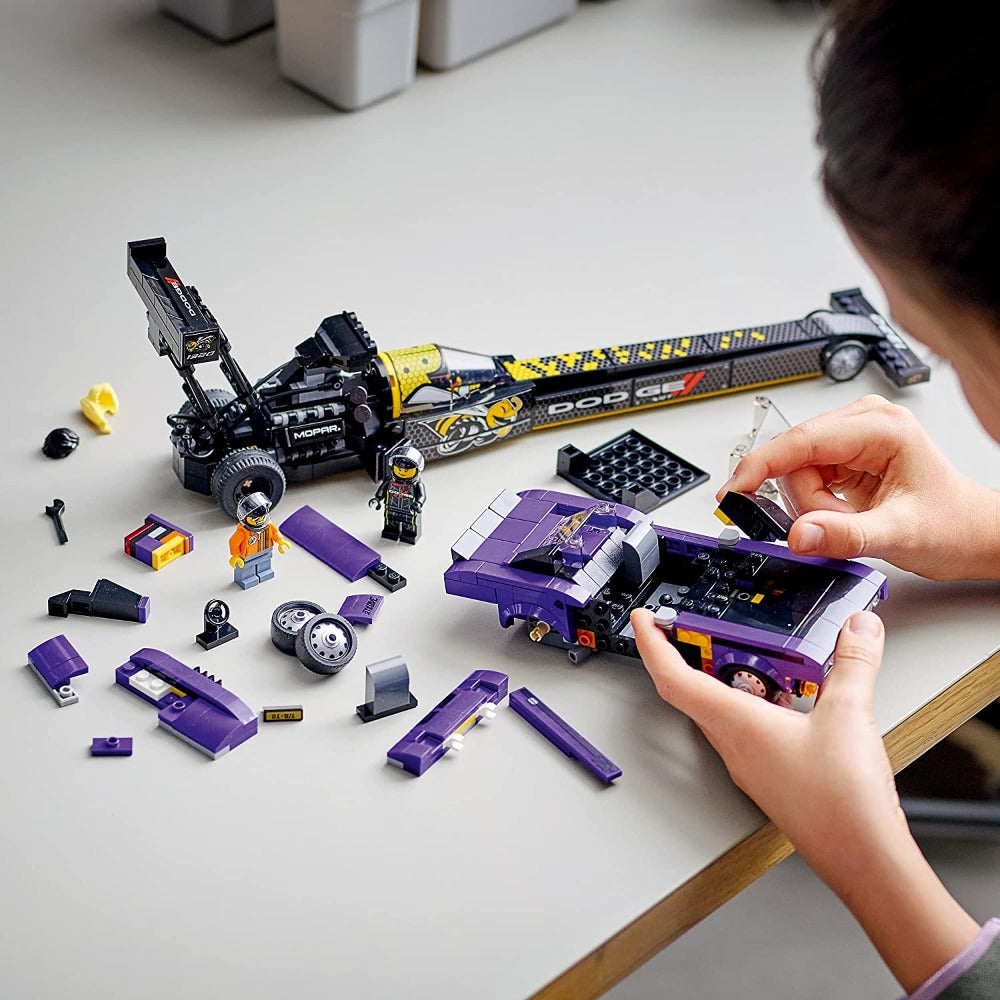 LEGO 76904 Speed Champions Mopar Dodge SRT Top Fuel Dragster&1970 Dodge Challenger T/A,Multicolor, 627 Pcs\ - Jaiman Toys
