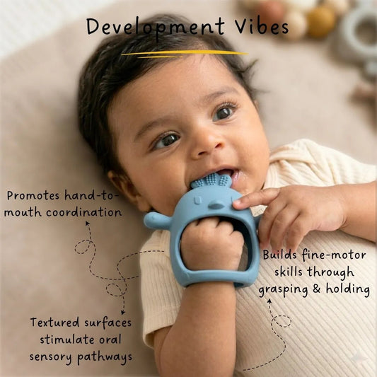 LiLLBUD Long-Hold Handle Teether Blue